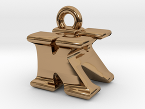 3D Monogram Pendant - KNF1 in Polished Brass