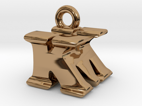3D Monogram Pendant - KMF1 in Polished Brass