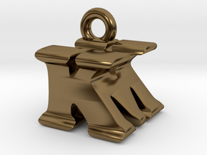 3D Monogram Pendant - KMF1 in Polished Bronze