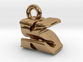 3D Monogram Pendant - KSF1 in Polished Brass