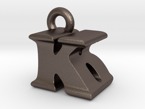 3D Monogram Pendant - KBF1 in Polished Bronzed Silver Steel