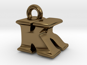 3D Monogram Pendant - KRF1 in Polished Bronze