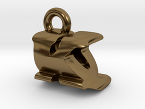 3D Monogram Pendant - KQF1 in Polished Bronze