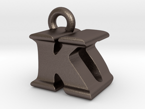 3D Monogram Pendant - KDF1 in Polished Bronzed Silver Steel