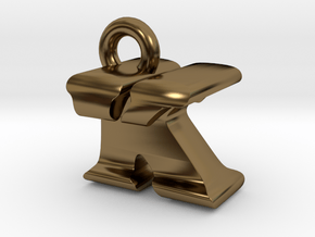 3D Monogram Pendant - KTF1 in Polished Bronze