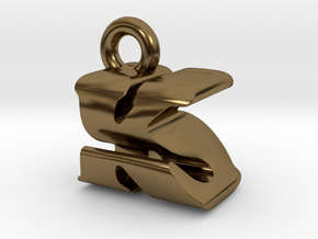 3D Monogram Pendant - KSF1 in Polished Bronze