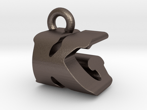 3D Monogram Pendant - KGF1 in Polished Bronzed Silver Steel