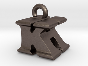 3D Monogram Pendant - KHF1 in Polished Bronzed Silver Steel