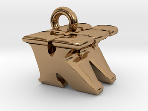 3D Monogram Pendant - KWF1 in Polished Brass