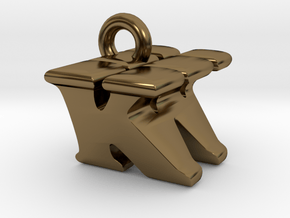 3D Monogram Pendant - KWF1 in Polished Bronze