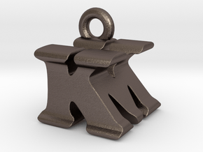 3D Monogram Pendant - KMF1 in Polished Bronzed Silver Steel
