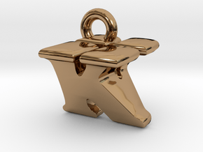 3D Monogram Pendant - KVF1 in Polished Brass