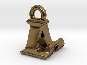 3D Monogram Pendant - LAF1 in Polished Bronze