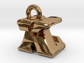 3D Monogram Pendant - KZF1 in Polished Brass