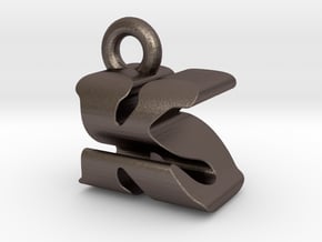 3D Monogram Pendant - KSF1 in Polished Bronzed Silver Steel