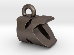 3D Monogram Pendant - KOF1 in Polished Bronzed Silver Steel