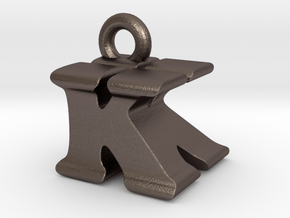 3D Monogram Pendant - KKF1 in Polished Bronzed Silver Steel