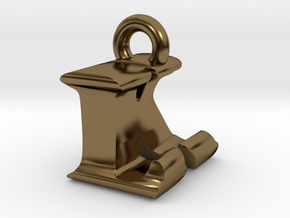 3D Monogram Pendant - LKF1 in Polished Bronze