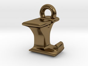 3D Monogram Pendant - LYF1 in Polished Bronze