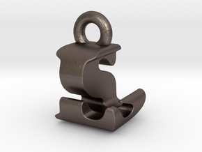 3D Monogram Pendant - LSF1 in Polished Bronzed Silver Steel
