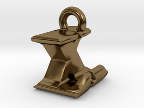 3D Monogram Pendant - LXF1 in Polished Bronze