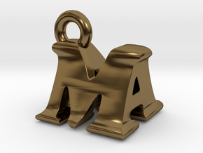 3D Monogram Pendant - MAF1 in Polished Bronze