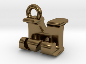3D Monogram Pendant - MJF1 in Polished Bronze