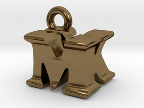 3D Monogram Pendant - MKF1 in Polished Bronze