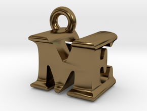 3D Monogram Pendant - MEF1 in Polished Bronze