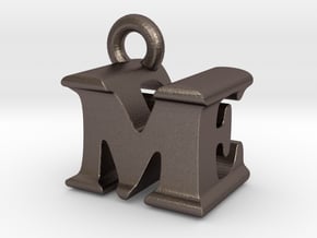3D Monogram Pendant - MEF1 in Polished Bronzed Silver Steel