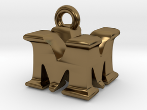 3D Monogram Pendant - MMF1 in Polished Bronze