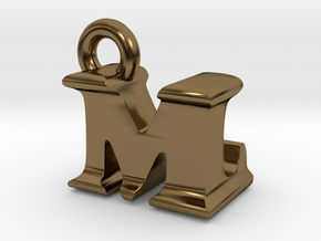 3D Monogram Pendant - MLF1 in Polished Bronze