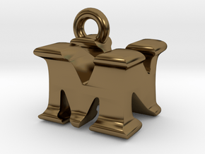 3D Monogram Pendant - MNF1 in Polished Bronze