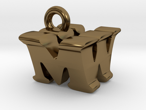 3D Monogram Pendant - MWF1 in Polished Bronze