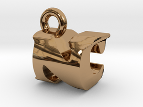 3D Monogram Pendant - NCF1 in Polished Brass