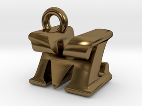3D Monogram Pendant - MZF1 in Polished Bronze