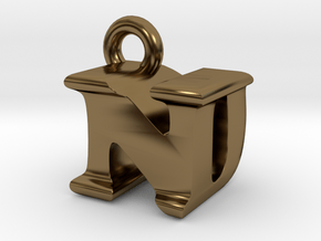 3D Monogram Pendant - NDF1 in Polished Bronze