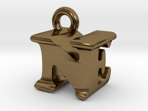 3D Monogram Pendant - NEF1 in Polished Bronze