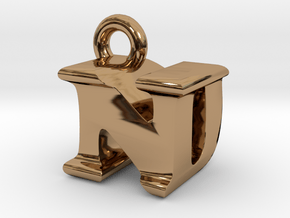 3D Monogram Pendant - NDF1 in Polished Brass