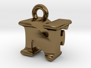 3D Monogram Pendant - NFF1 in Polished Bronze