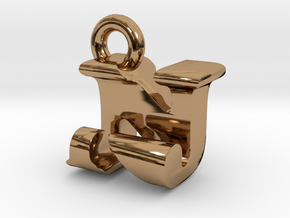 3D Monogram Pendant - NJF1 in Polished Brass