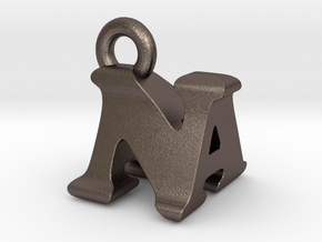 3D Monogram Pendant - NAF1 in Polished Bronzed Silver Steel