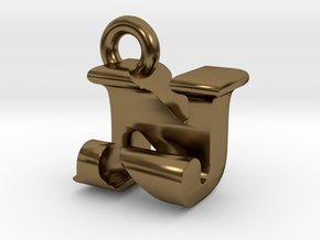 3D Monogram Pendant - NJF1 in Polished Bronze