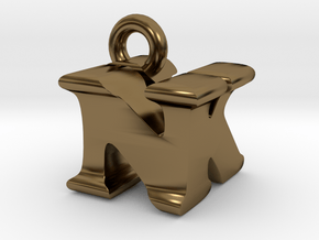 3D Monogram Pendant - NKF1 in Polished Bronze