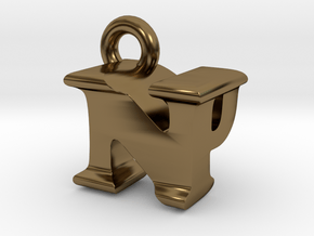 3D Monogram Pendant - NPF1 in Polished Bronze