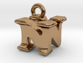 3D Monogram Pendant - NNF1 in Polished Brass