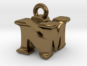 3D Monogram Pendant - NMF1 in Polished Bronze