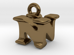 3D Monogram Pendant - NNF1 in Polished Bronze