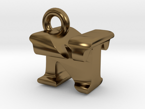 3D Monogram Pendant - NTF1 in Polished Bronze