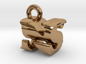 3D Monogram Pendant - NSF1 in Polished Brass